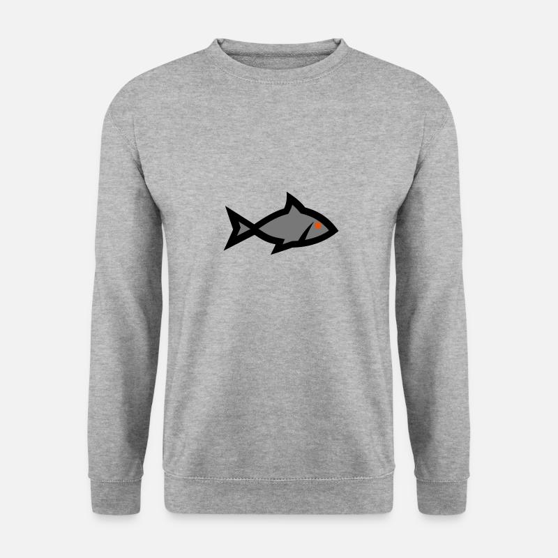 Fisch - Unisex Pullover - Weißgrau meliert