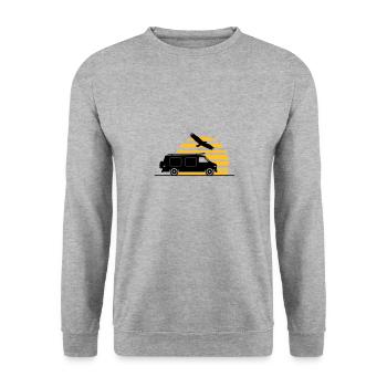 CAMPER BUS RV voiture soleil - Sweat-shirt Unisexe - gris chiné - Devant - Alina (178cm) & Michal (187cm)