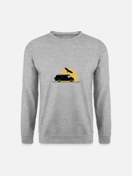 CAMPER BUS Wohnmobil Auto Sonne - Unisex Pullover - Weißgrau meliert