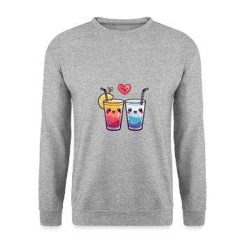 Cocktail Couple Love Heart Valentine's Day - Unisex Sweatshirt - salt & pepper - Front - Alina (178cm) & Michal (187cm)