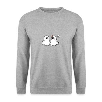 Ghost T-Shirt - Lustige Paare 03 - Unisex Pullover - Weißgrau meliert - Vorne - Alina (178cm) & Michal (187cm)