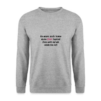 Keinen neuen Stoff kaufen - Unisex Pullover - Weißgrau meliert - Vorne - Alina (178cm) & Michal (187cm)