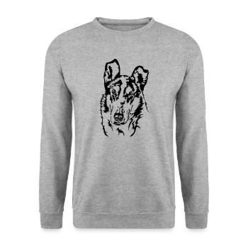 Collie à poil court Portrait chiens chien Wilsigns - Sweat-shirt Unisexe - gris chiné - Devant - Alina (178cm) & Michal (187cm)