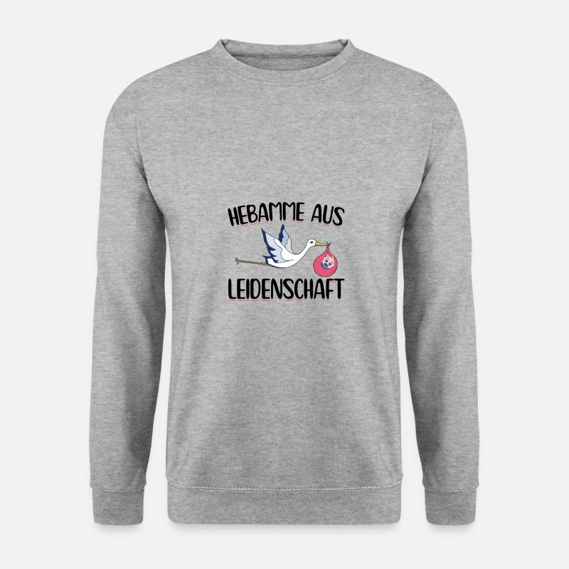 Hebamme - Unisex Pullover - Weißgrau meliert