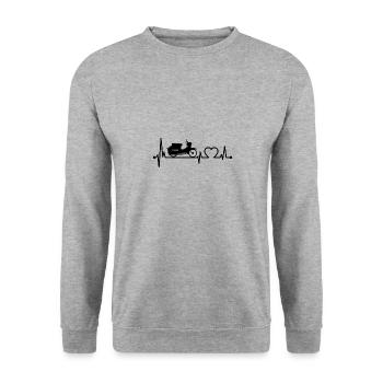 Simson Schwalbe -schwarz- - Unisex Pullover - Weißgrau meliert - Vorne - Alina (178cm) & Michal (187cm)