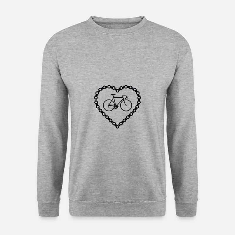 Fahrradkette Herz Fahrrad - Unisex Pullover - Weißgrau meliert