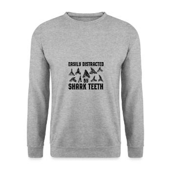 Dents de requin Collecte | Idées cadeaux Shark Tooth - Sweat-shirt Unisexe - gris chiné - Devant - Alina (178cm) & Michal (187cm)