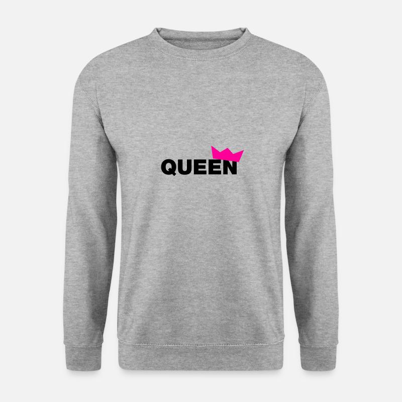 Queen Typo mit Krone / 2 Farben - Unisex Pullover - Weißgrau meliert