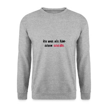 Als Kind schon Scheiße - Unisex Pullover - Weißgrau meliert - Vorne - Alina (178cm) & Michal (187cm)