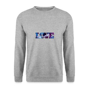 Ayla in Love lettering with Northern Lights colors! - Unisex Sweatshirt - salt & pepper - Front - Alina (178cm) & Michal (187cm)