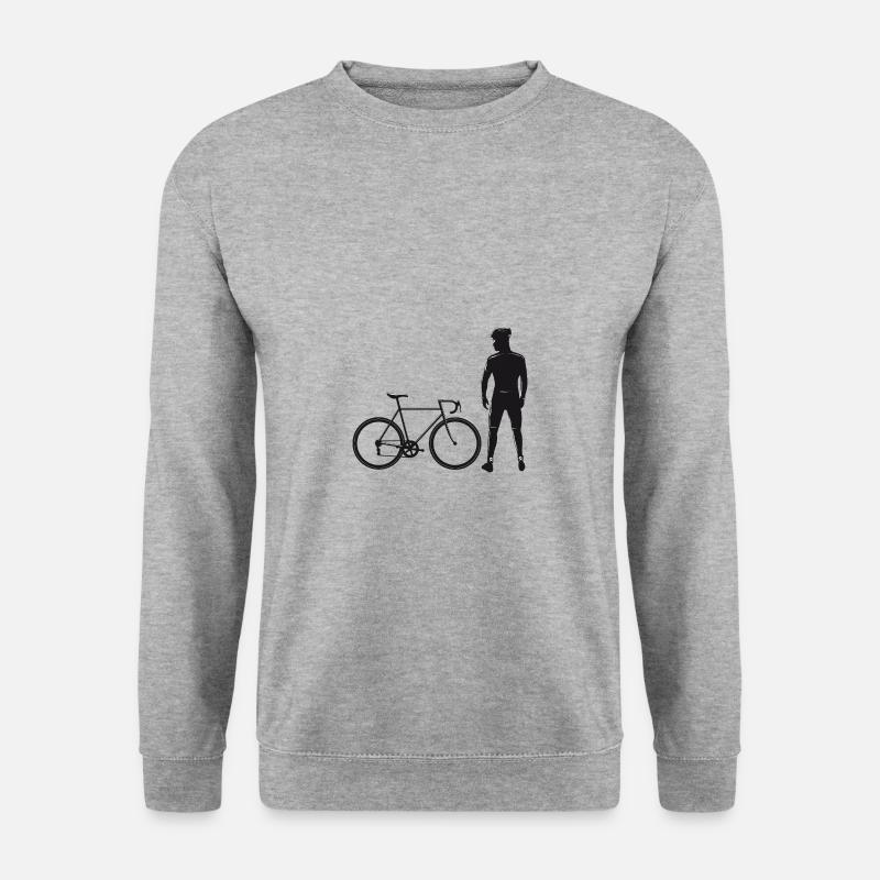 Fahrradfahrer mit Rennrad - Unisex Pullover - Weißgrau meliert