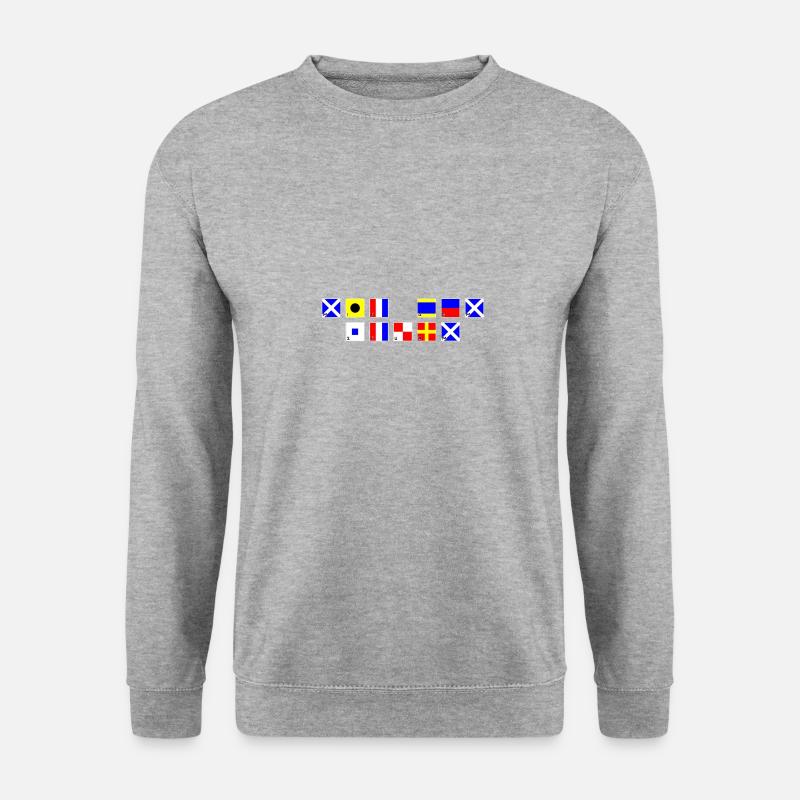 mit dem Sturm im Flaggenalphabet - Unisex Pullover - Weißgrau meliert