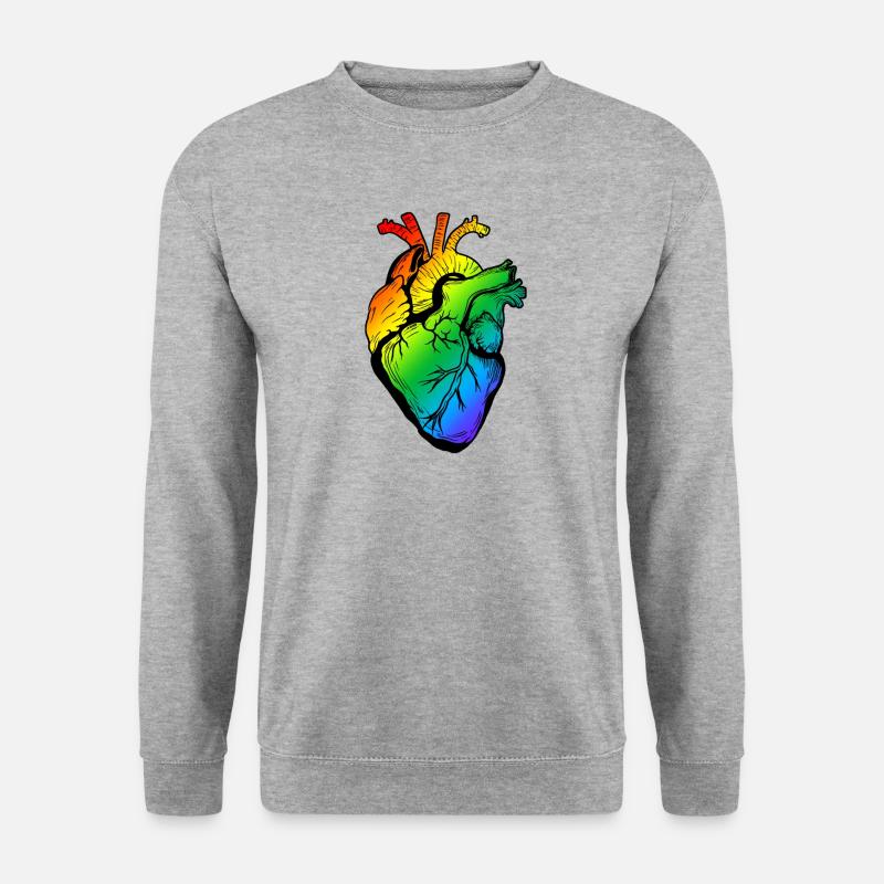 Regenbogen-Herz - Unisex Pullover - Weißgrau meliert