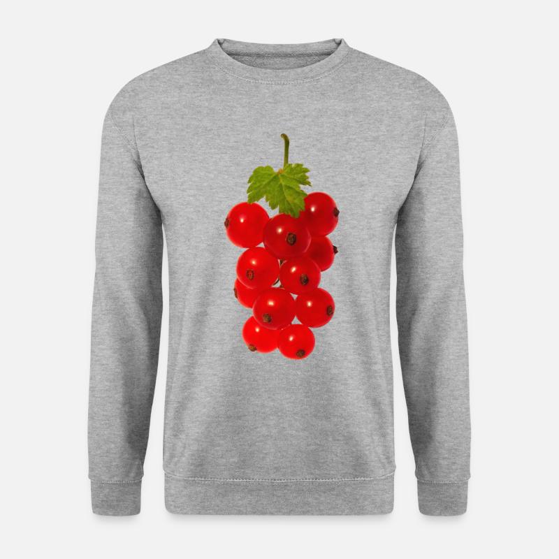Rote Johannisbeeren auf einem Ast mit Blatt Beeren - Unisex Pullover - Weißgrau meliert