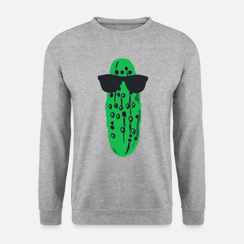 Eine lustige Gurke mit der Sonnenbrille die Gurken - Unisex Pullover - Weißgrau meliert