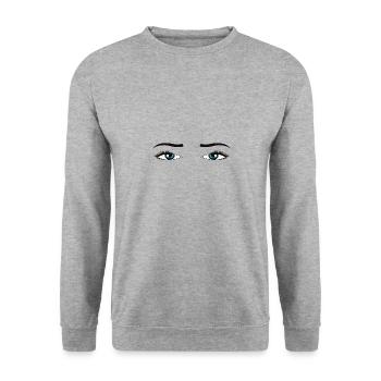 Paire yeux bleu - Sweat-shirt Unisexe - gris chiné - Devant - Alina (178cm) & Michal (187cm)