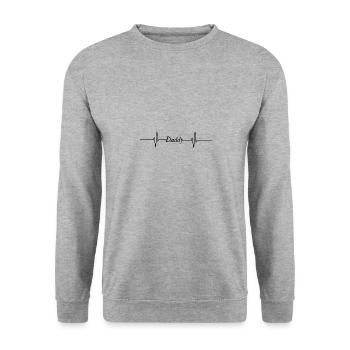 Daddy, Daddy Heartbeat - Unisex Sweatshirt - salt & pepper - Front - Alina (178cm) & Michal (187cm)