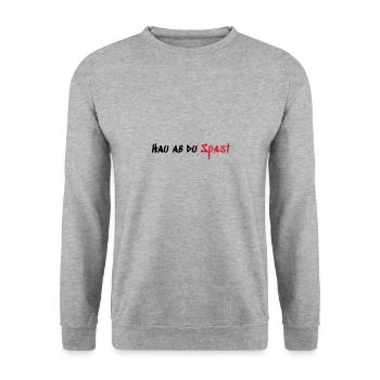 Hau ab du Spast - Unisex Pullover - Weißgrau meliert - Vorne - Alina (178cm) & Michal (187cm)