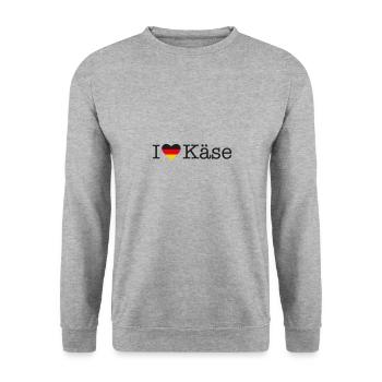 I love Käse - Unisex Pullover - Weißgrau meliert - Vorne - Alina (178cm) & Michal (187cm)