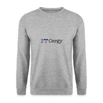 I love Cergy - Unisex Pullover - Weißgrau meliert - Vorne - Alina (178cm) & Michal (187cm)