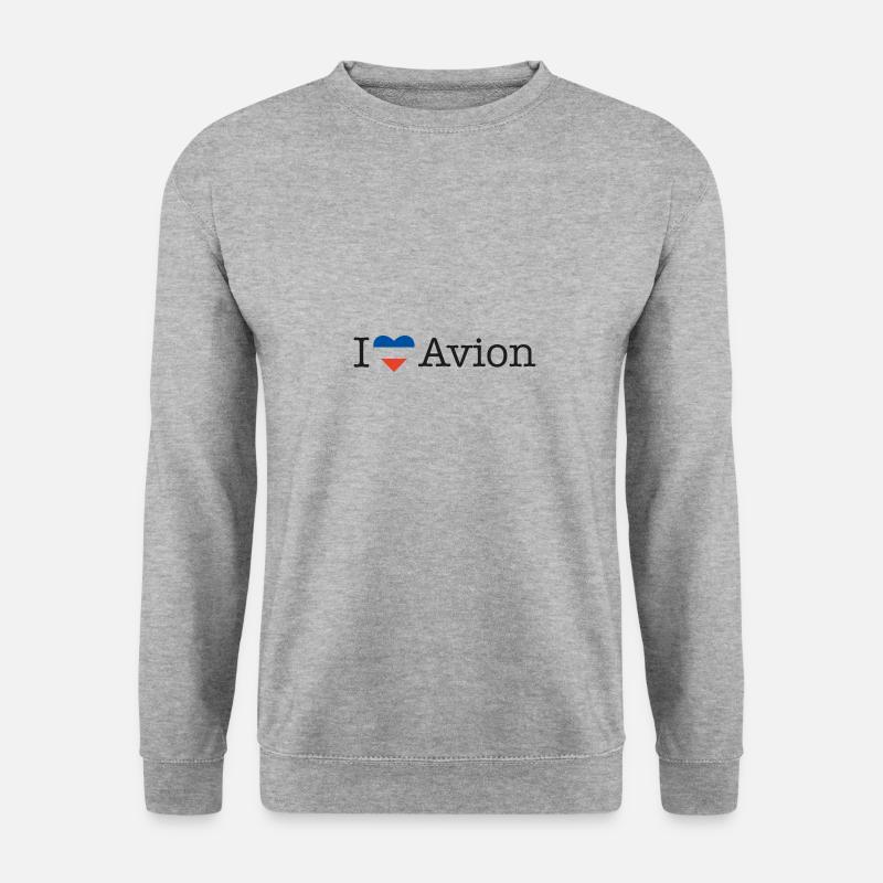 I love Avion - Unisex Pullover - Weißgrau meliert