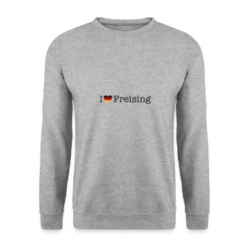 I love Freising - Unisex Pullover - Weißgrau meliert - Vorne - Alina (178cm) & Michal (187cm)