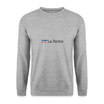 I love La Riche - Unisex Pullover - Weißgrau meliert - Vorne - Alina (178cm) & Michal (187cm)