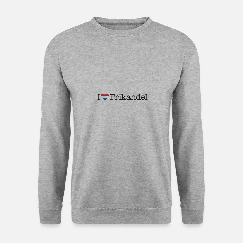 I love Frikandel - Unisex Pullover - Weißgrau meliert