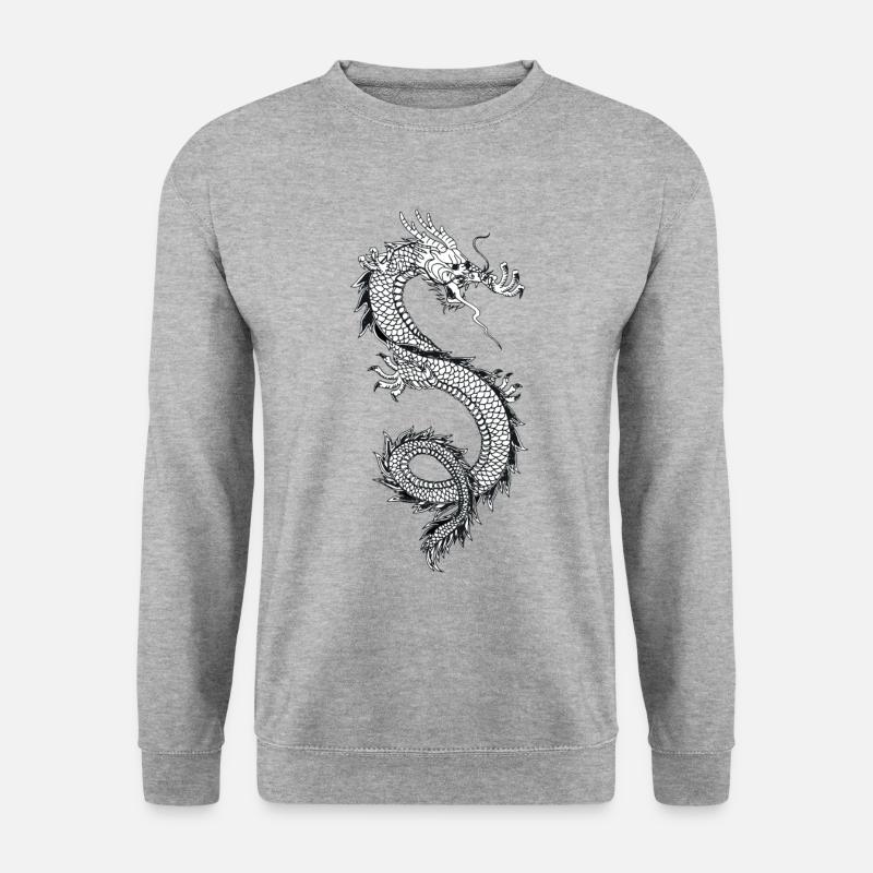 Drache - Unisex Pullover - Weißgrau meliert