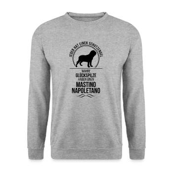 MASTINO NAPOLETANO Schutzengel Hunde Wilsigns - Unisex Pullover - Weißgrau meliert - Vorne - Alina (178cm) & Michal (187cm)