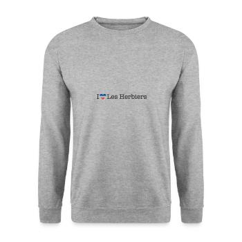 I love Les Herbiers - Unisex Pullover - Weißgrau meliert - Vorne - Alina (178cm) & Michal (187cm)