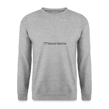 I love Sainte Savine - Unisex Pullover - Weißgrau meliert - Vorne - Alina (178cm) & Michal (187cm)