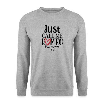 Design Just call me romeo - Sweat-shirt Unisexe - gris chiné - Devant - Alina (178cm) & Michal (187cm)