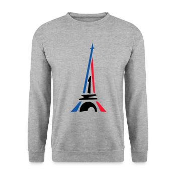 Paris Frankreich France Eiffelturm Eiffel Tower - Unisex Pullover - Weißgrau meliert - Vorne - Alina (178cm) & Michal (187cm)