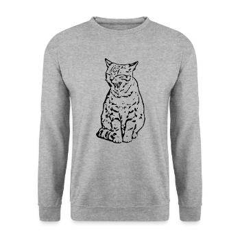 chat noir chat chaton doux cadeau de Noël - Sweat-shirt Unisexe - gris chiné - Devant - Alina (178cm) & Michal (187cm)