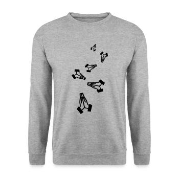 Pray Hands Icon - Unisex Sweatshirt - salt & pepper - Front - Alina (178cm) & Michal (187cm)