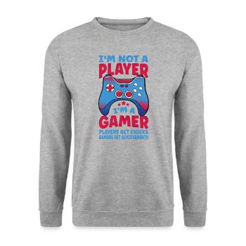 Joueur Je ne suis pas un joueur Je suis un joueur Zocken Gaming - Sweat-shirt Unisexe - gris chiné - Devant - Alina (178cm) & Michal (187cm)