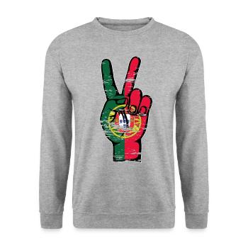 Portugal Drapeau Paix Victoire Symbole utilisé - Sweat-shirt Unisexe - gris chiné - Devant - Alina (178cm) & Michal (187cm)