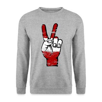 Austria Flag Peace Victory Symbol used - Unisex Sweatshirt - salt & pepper - Front - Alina (178cm) & Michal (187cm)