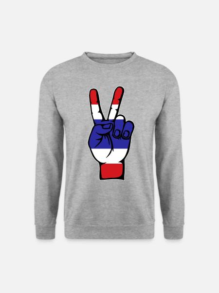 Thailand Flagge Frieden Victory Symbol - Unisex Pullover - Weißgrau meliert
