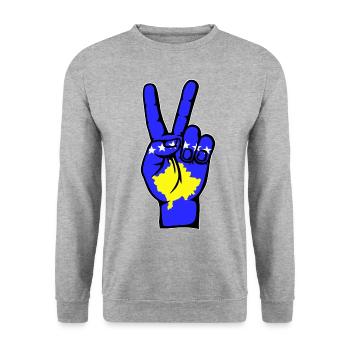 Symbole de la victoire de la paix du drapeau du Kosovo - Sweat-shirt Unisexe - gris chiné - Devant - Alina (178cm) & Michal (187cm)