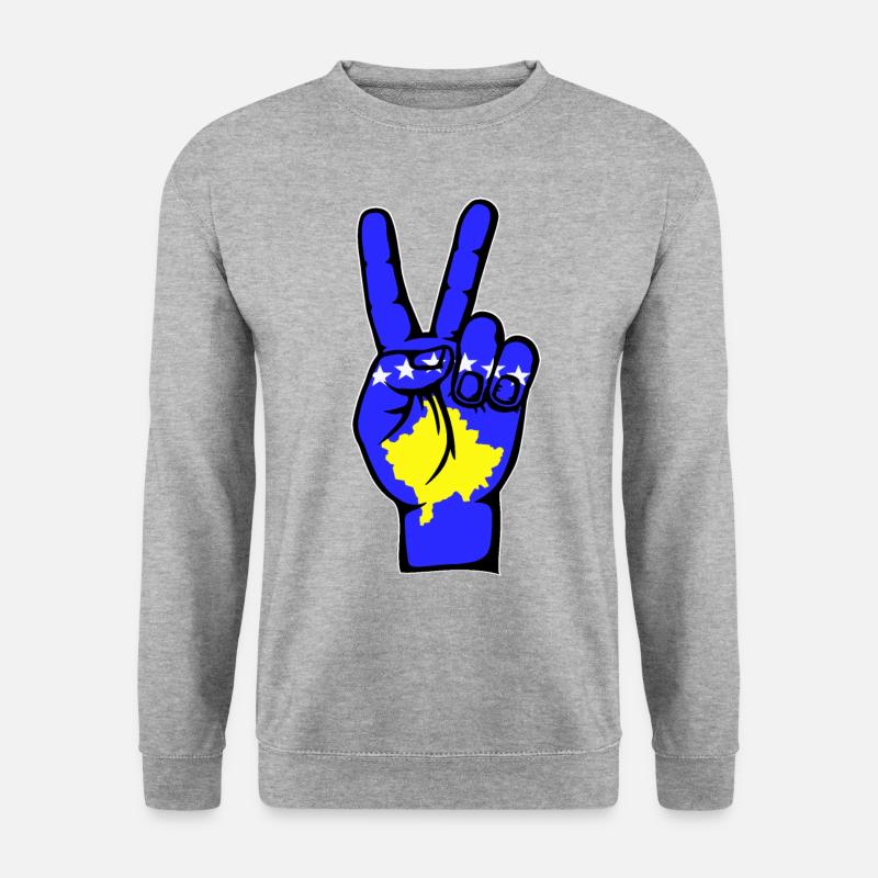Kosovo Flagge Frieden Victory Symbol - Unisex Pullover - Weißgrau meliert