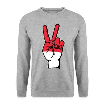 Indonesia Flag Peace Victory Symbol - Unisex Sweatshirt - salt & pepper - Front - Alina (178cm) & Michal (187cm)