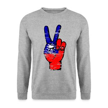 Drapeau de Taïwan Symbole de victoire de paix utilisé - Sweat-shirt Unisexe - gris chiné - Devant - Alina (178cm) & Michal (187cm)