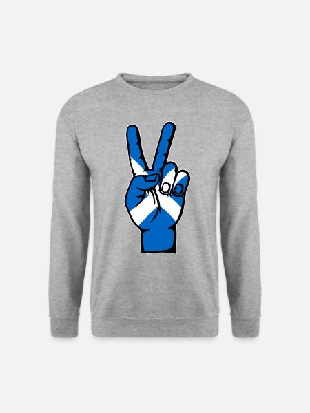 Schottland Flagge Frieden Victory Symbol - Unisex Pullover - Weißgrau meliert
