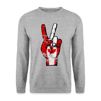 Drapeau du Canada Paix Victoire Symbole Utilisé - Sweat-shirt Unisexe - gris chiné - Devant - Alina (178cm) & Michal (187cm)