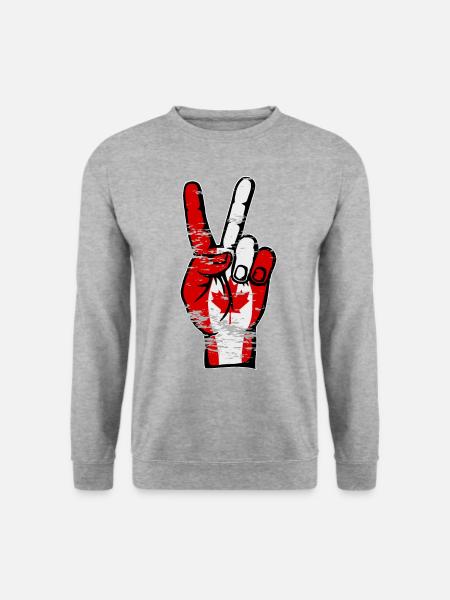 Kanada Flagge Frieden Victory Symbol used - Unisex Pullover - Weißgrau meliert