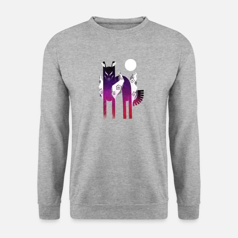 Myth Fox Illustration - Unisex Pullover - Weißgrau meliert