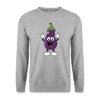 Hässliches Kostüm Fasching Gemüse Aubergine - Unisex Pullover - Weißgrau meliert - Vorne - Alina (178cm) & Michal (187cm)