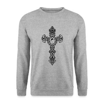 Croix gothique - Sweat-shirt Unisexe - gris chiné - Devant - Alina (178cm) & Michal (187cm)